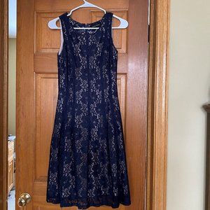 Blue and cream Midi Dress